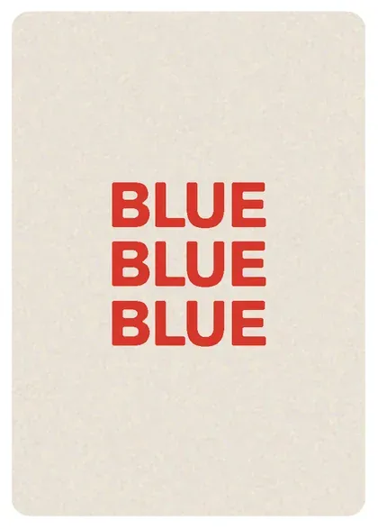 A signal card: the word BLUE printed in red ink, repeated three times